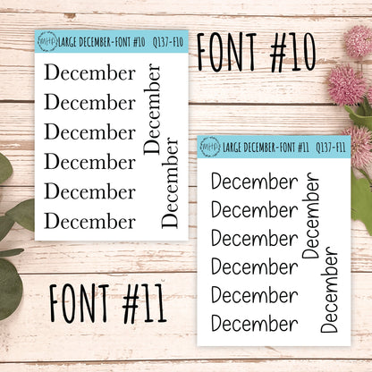 Large DECEMBER Stickers for Planners, Organizers, Bullet Journals. Perfect for EC and Classic HP. || Q137