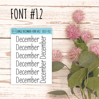 Large DECEMBER Stickers for Planners, Organizers, Bullet Journals. Perfect for EC and Classic HP. || Q137