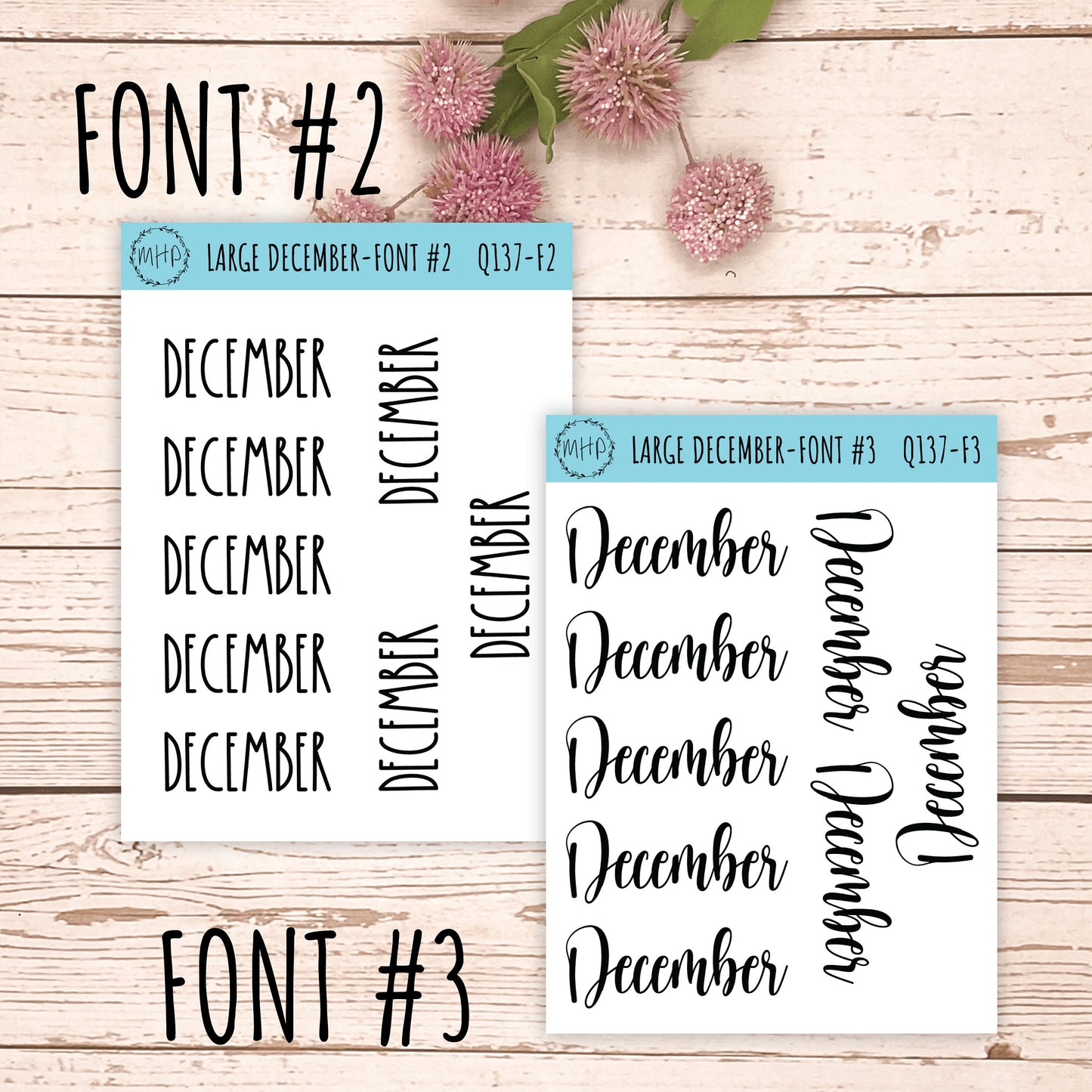 Large DECEMBER Stickers for Planners, Organizers, Bullet Journals. Perfect for EC and Classic HP. || Q137