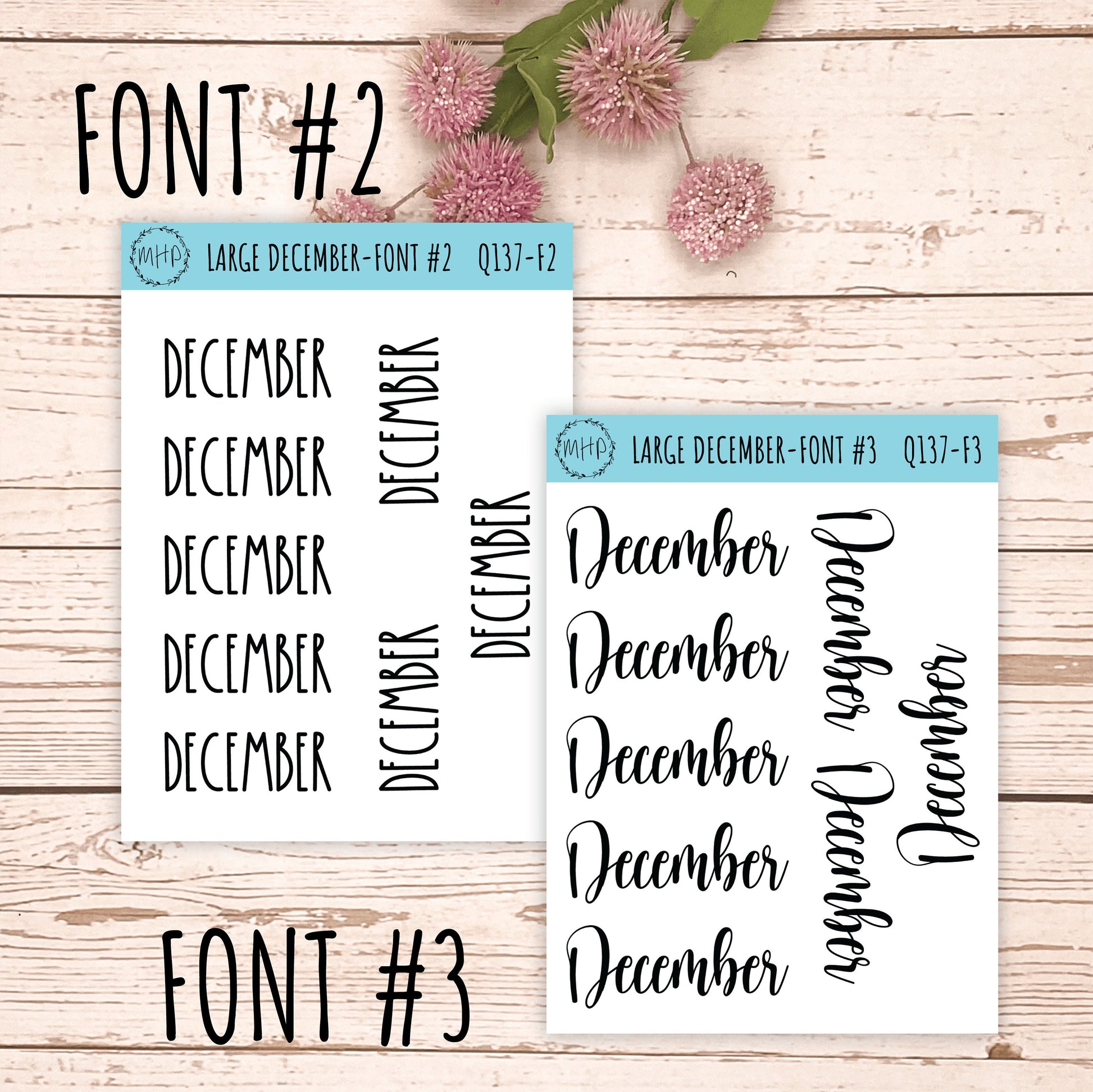 Large DECEMBER Stickers for Planners, Organizers, Bullet Journals. Perfect for EC and Classic HP. || Q137