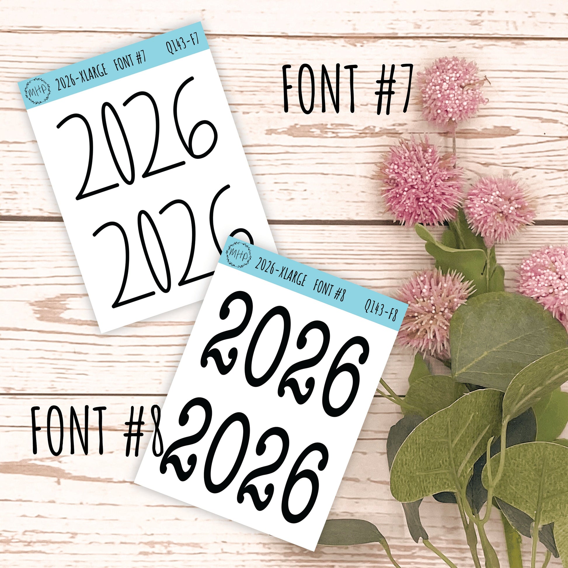 X Large 2026 Year Stickers for Planners, Bullet Journals, College Planner. || Q143