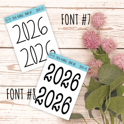 X Large 2026 Year Stickers for Planners, Bullet Journals, College Planner. || Q143