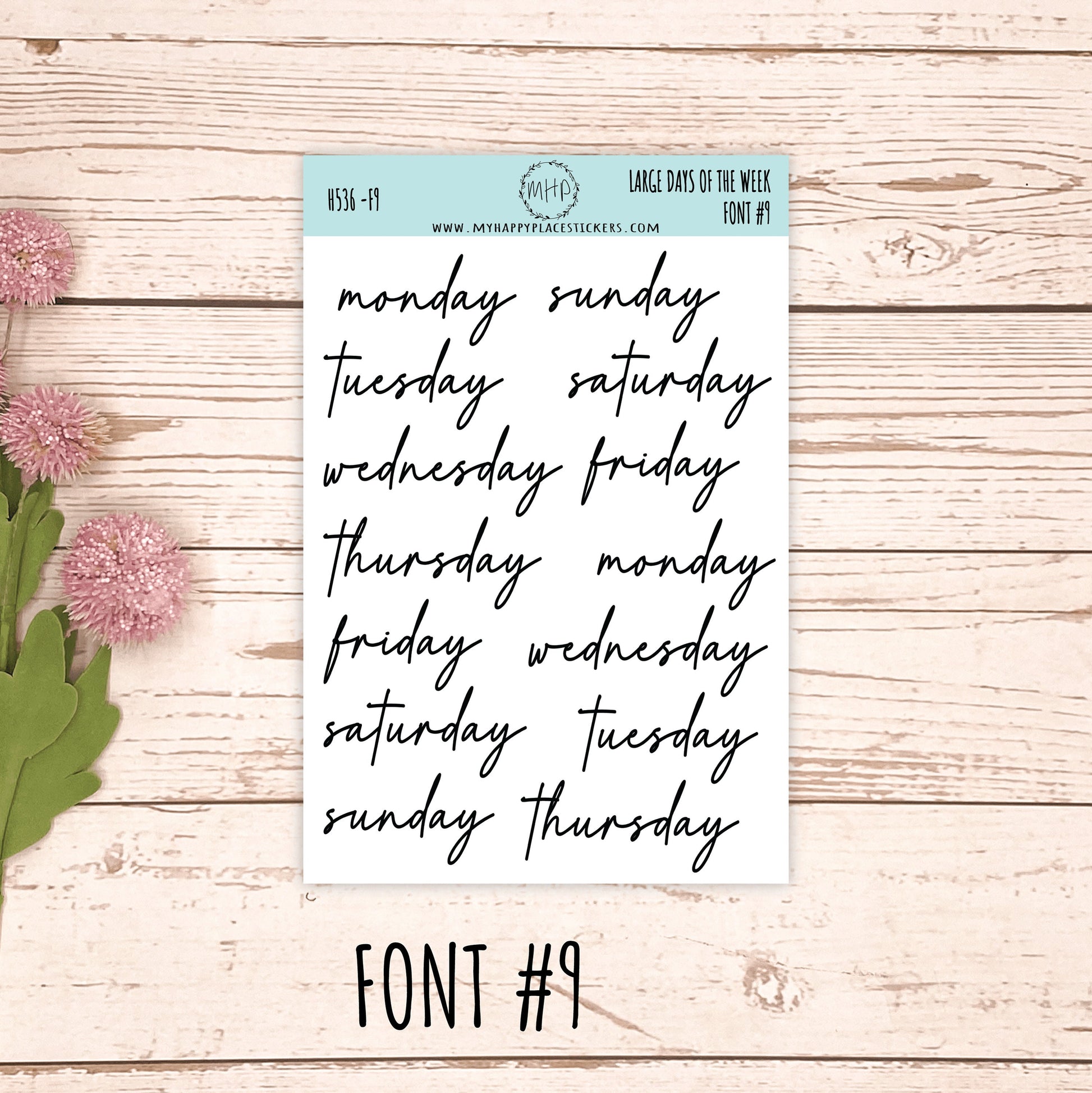 Sticker Set of Large Days of the Week for Planners, Organizers and Bullet Journals. College Planner ||S11