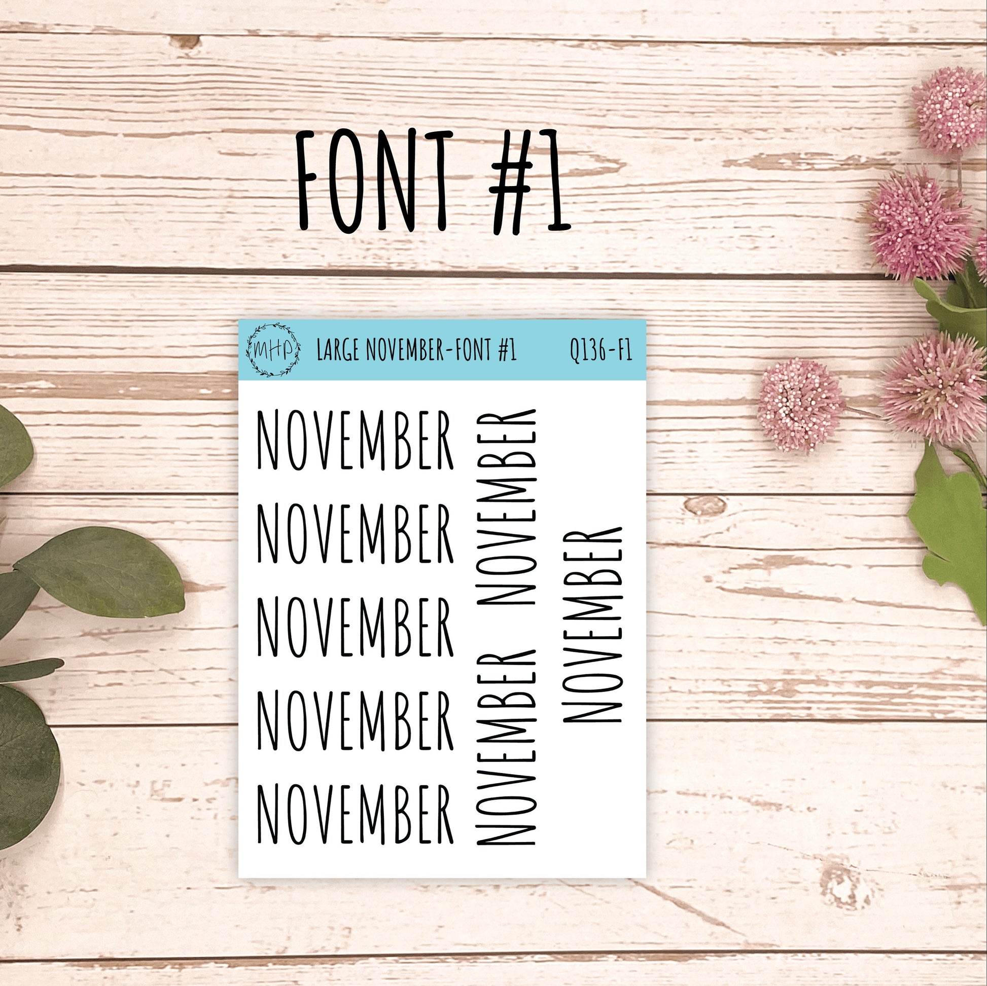Large NOVEMBER Stickers for Planners, Organizers, Bullet Journals. Perfect for EC and Classic HP. Foil Stickers || Q136