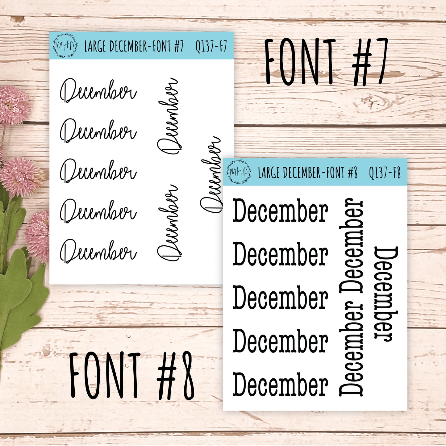 Large DECEMBER Stickers for Planners, Organizers, Bullet Journals. Perfect for EC and Classic HP. || Q137
