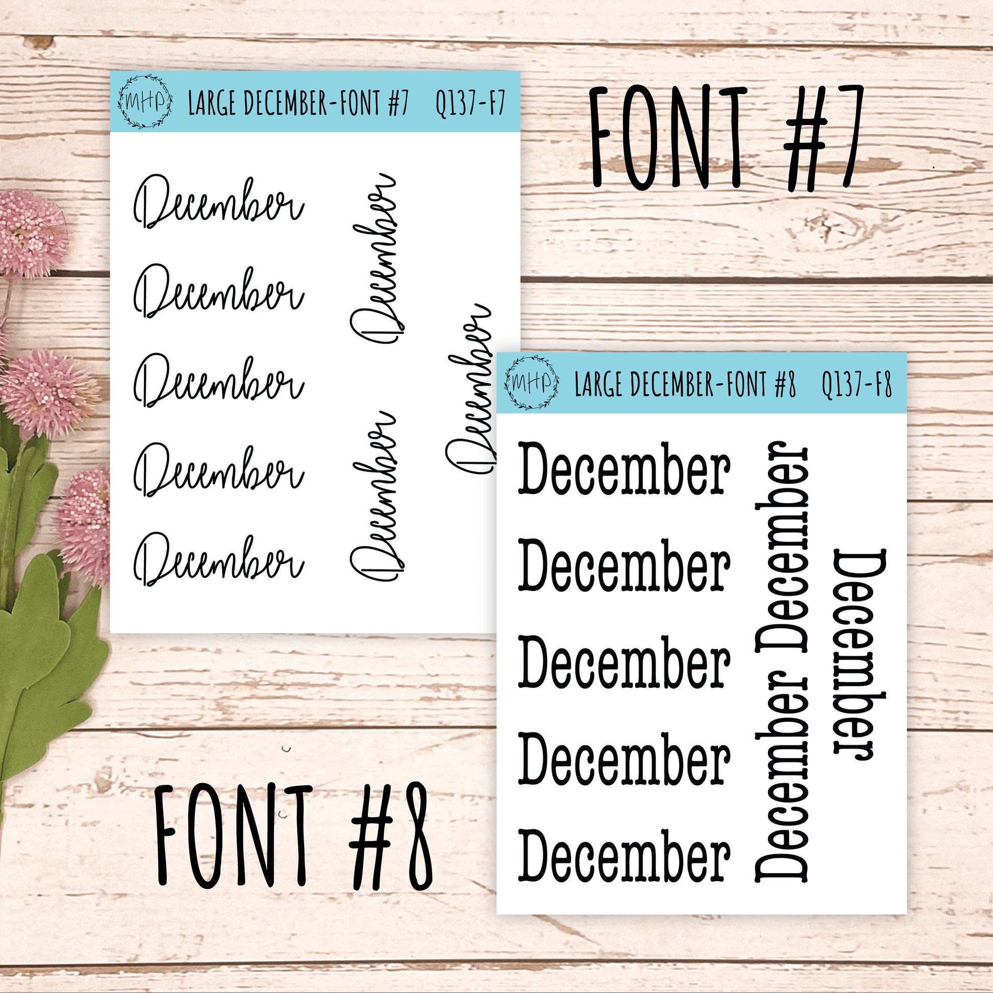 Large DECEMBER Stickers for Planners, Organizers, Bullet Journals. Perfect for EC and Classic HP. || Q137