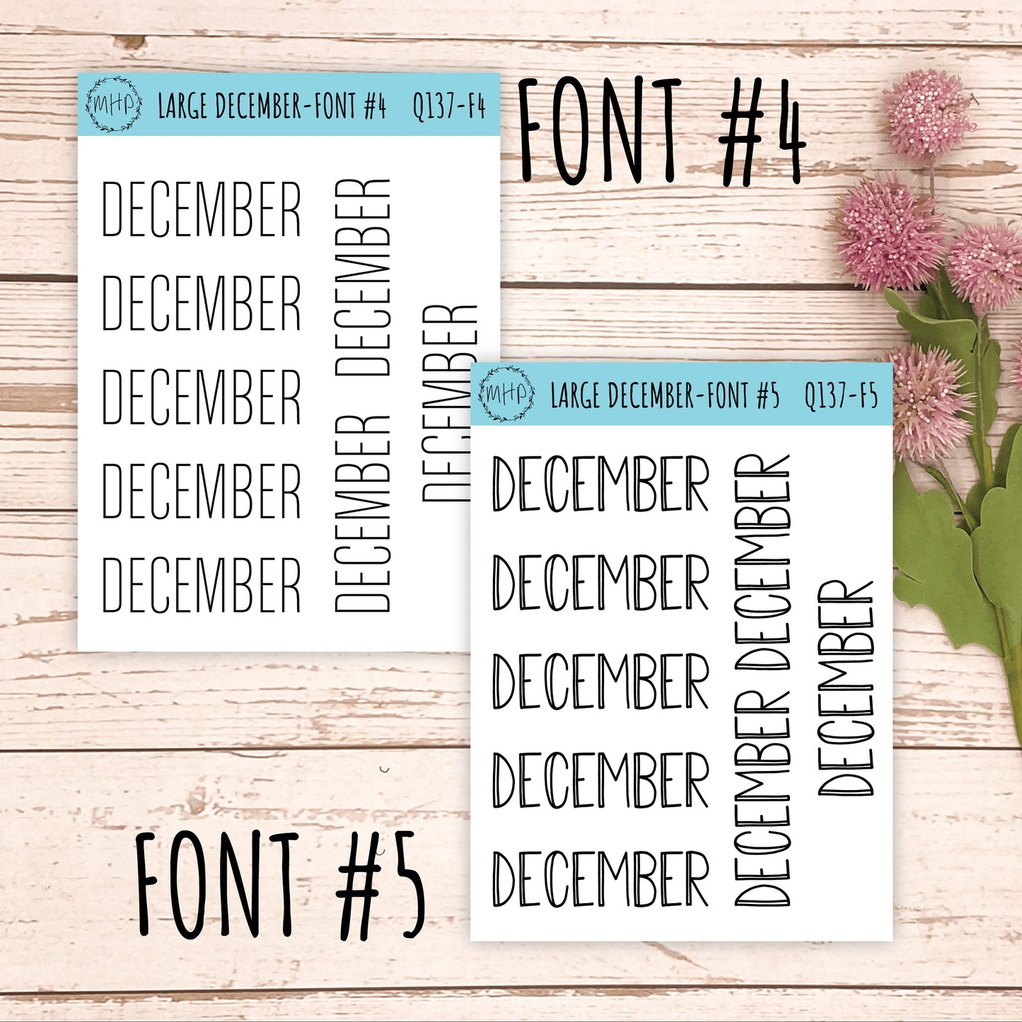 Large DECEMBER Stickers for Planners, Organizers, Bullet Journals. Perfect for EC and Classic HP. || Q137