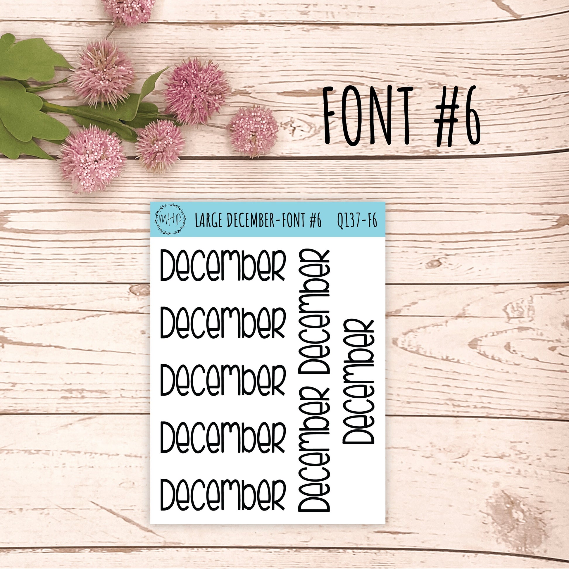 Large DECEMBER Stickers for Planners, Organizers, Bullet Journals. Perfect for EC and Classic HP. || Q137