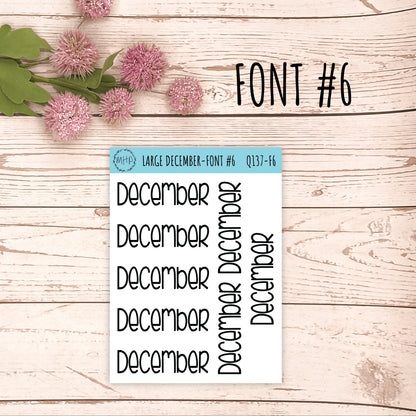 Large DECEMBER Stickers for Planners, Organizers, Bullet Journals. Perfect for EC and Classic HP. || Q137
