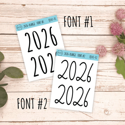 X Large 2026 Year Stickers for Planners, Bullet Journals, College Planner. || Q143
