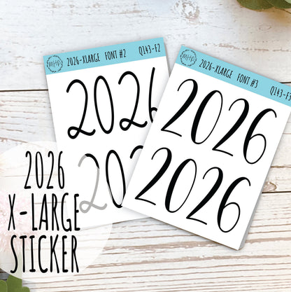 X Large 2026 Year Stickers for Planners, Bullet Journals, College Planner. || Q143