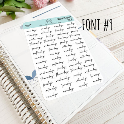 Small Days of the Week Sticker for Planners, Organizers and Bullet Journals. College Planner || H500
