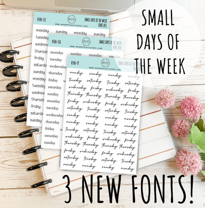 Small Days of the Week Sticker for Planners, Organizers and Bullet Journals. College Planner || H500