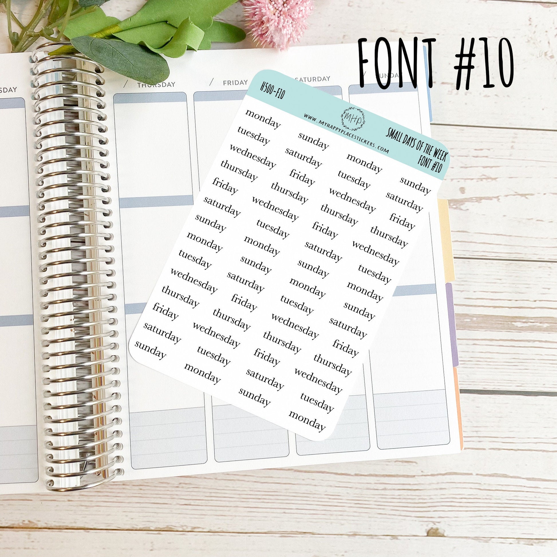Small Days of the Week Sticker for Planners, Organizers and Bullet Journals. College Planner || H500