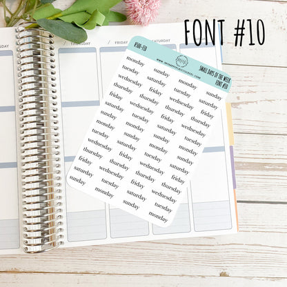 Small Days of the Week Sticker for Planners, Organizers and Bullet Journals. College Planner || H500