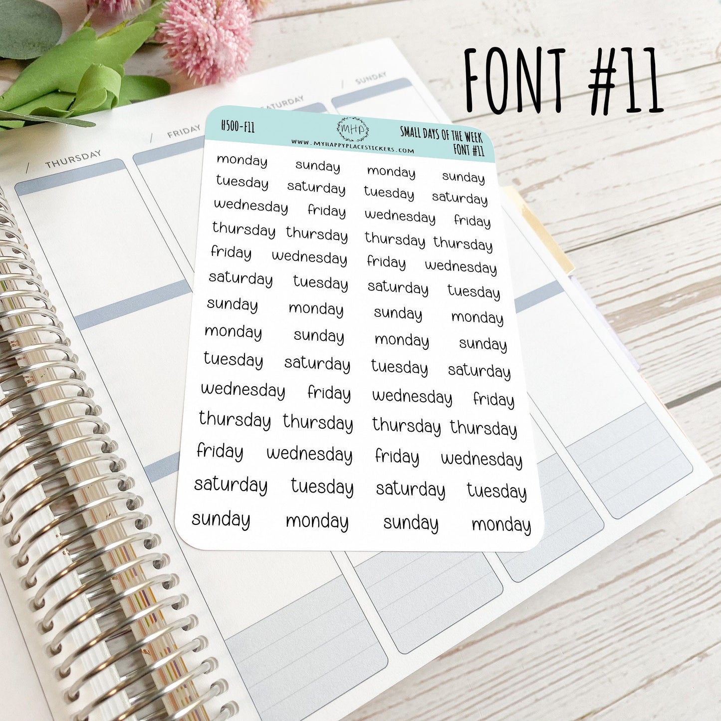 Small Days of the Week Sticker for Planners, Organizers and Bullet Journals. College Planner || H500