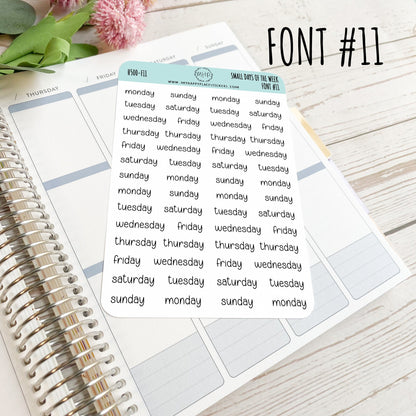 Small Days of the Week Sticker for Planners, Organizers and Bullet Journals. College Planner || H500