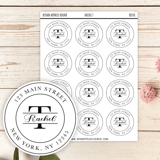 Round Return Address Labels. Personalized Labels. 2" and 1.5" Available. Transparent Address Labels || RD101 - RD201