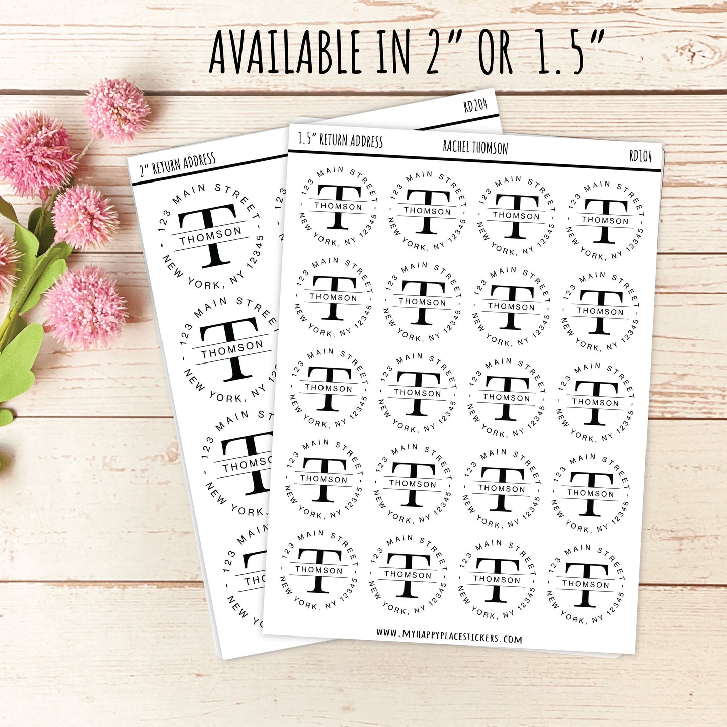 Round Return Address Labels. Personalized Labels. 2" and 1.5" Available. Transparent Address Labels || RD104 - RD204