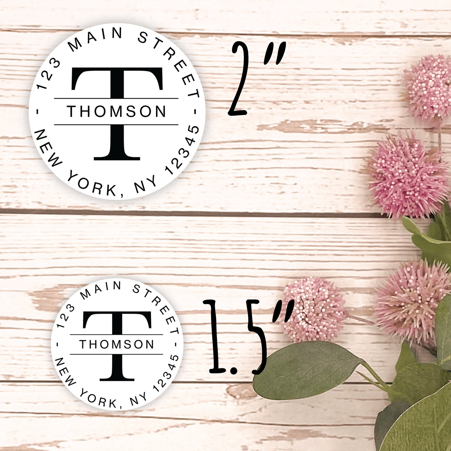 Round Return Address Labels. Personalized Labels. 2" and 1.5" Available. Transparent Address Labels || RD104 - RD204