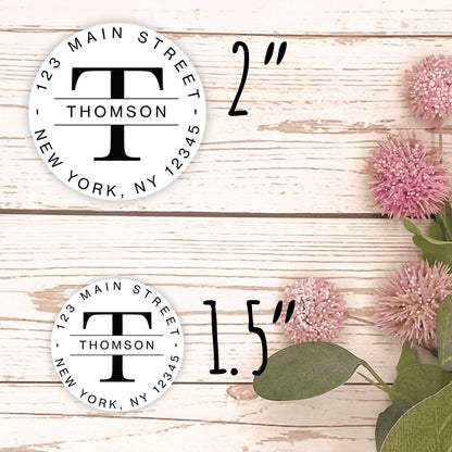 Round Return Address Labels. Personalized Labels. 2" and 1.5" Available. Transparent Address Labels || RD104 - RD204