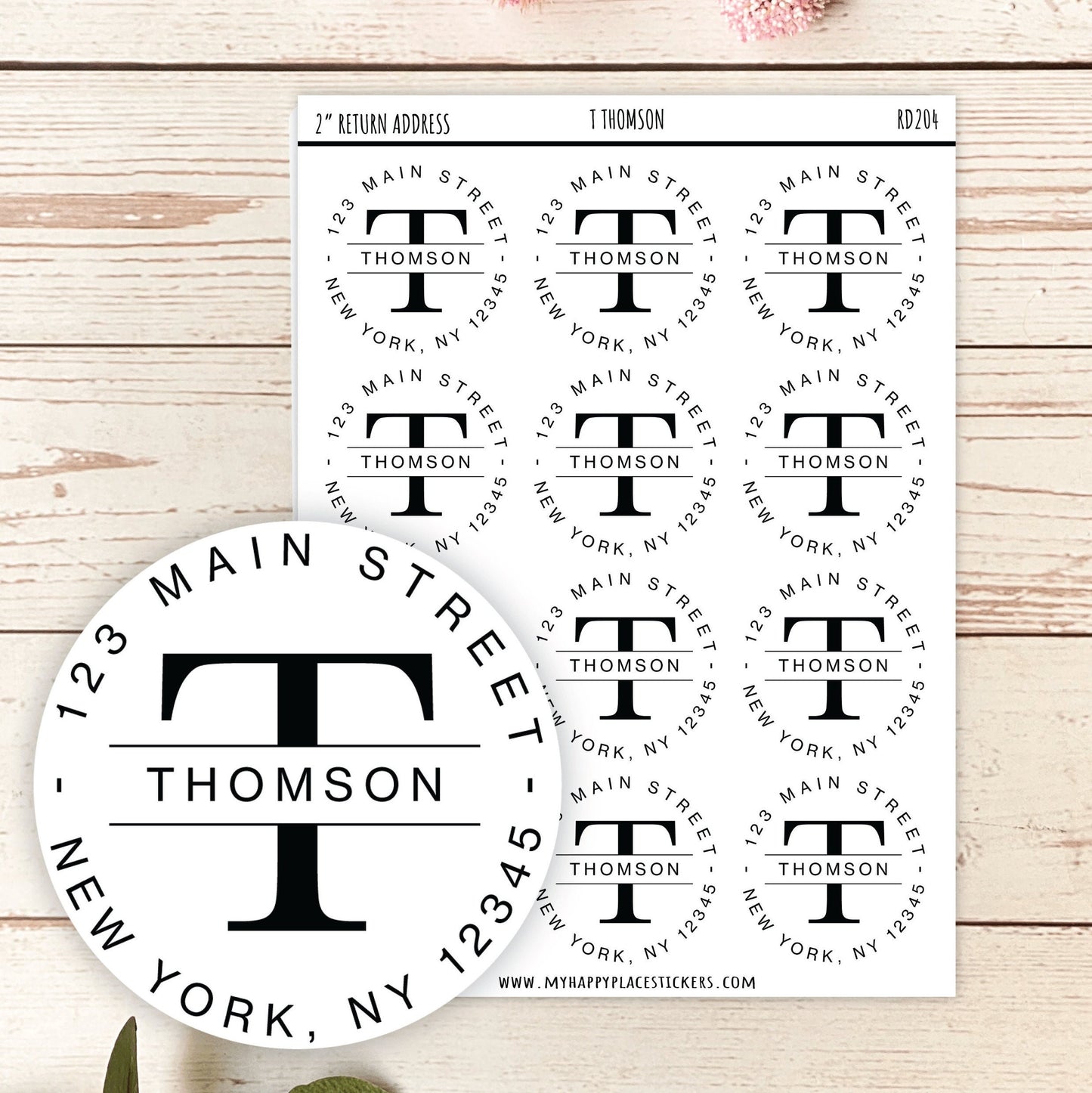 Round Return Address Labels. Personalized Labels. 2" and 1.5" Available. Transparent Address Labels || RD104 - RD204