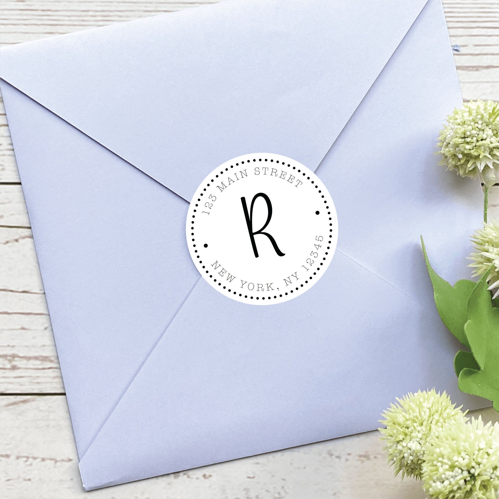 Round Return Address Labels. Personalized Labels. 2" and 1.5" Available. Transparent Address Labels || RD107 - RD207