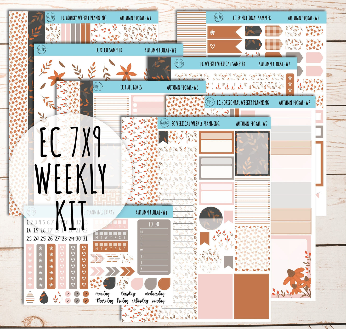 Erin Condren 7x9 Weekly Planning Kit. OCTOBER "Autumn Fall" Planner Stickers || AF-W