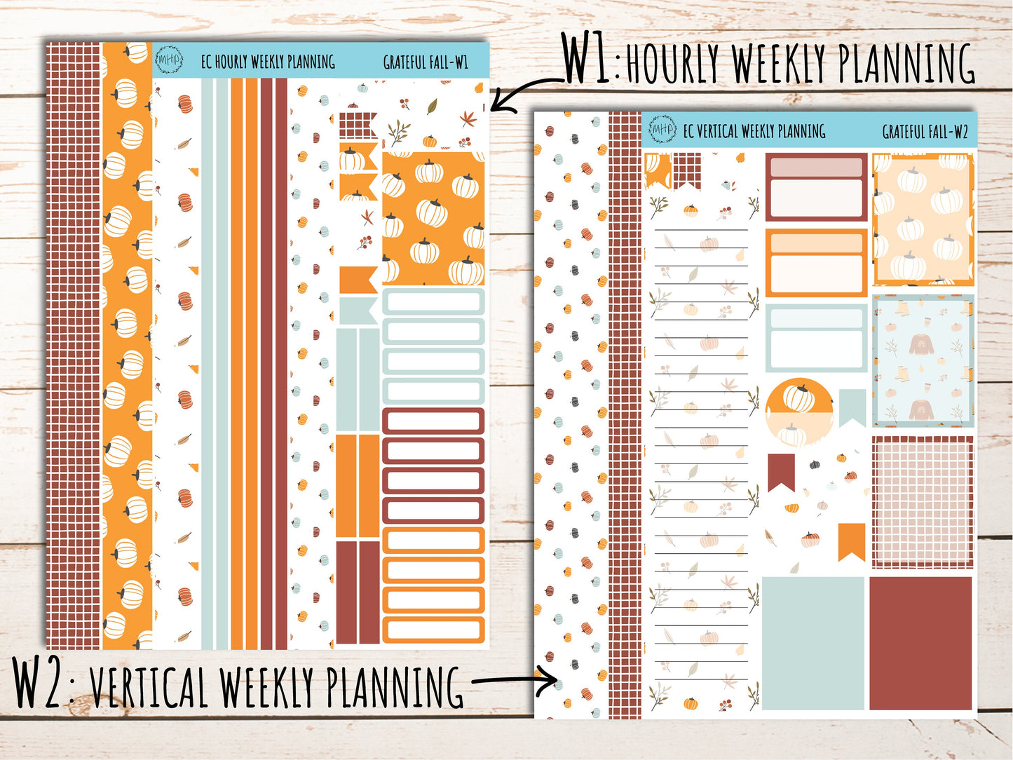 Erin Condren 7x9 Weekly Planning Kit. NOVEMBER "Grateful Fall" Planner Stickers || GF-W