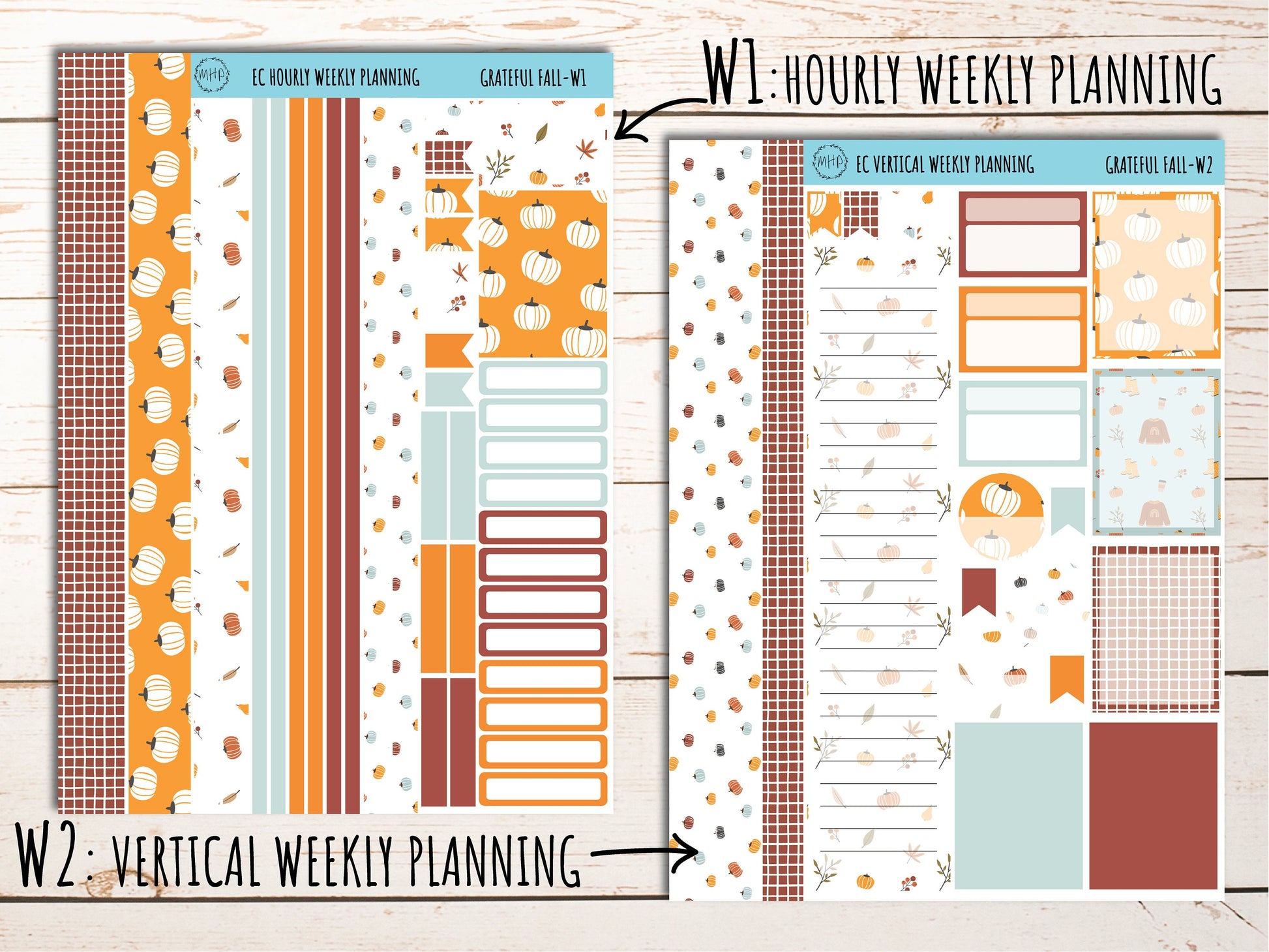 Erin Condren 7x9 Weekly Planning Kit. NOVEMBER "Grateful Fall" Planner Stickers || GF-W