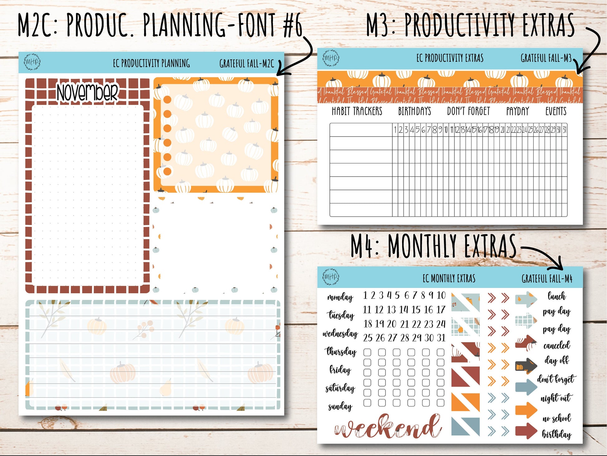 Erin Condren 7x9 Monthly Kit. NOVEMBER "Grateful Fall" || GF-M