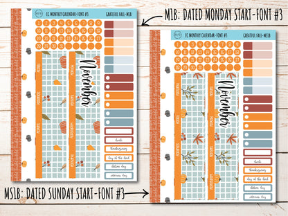 Erin Condren 7x9 Monthly Kit. NOVEMBER "Grateful Fall" || GF-M