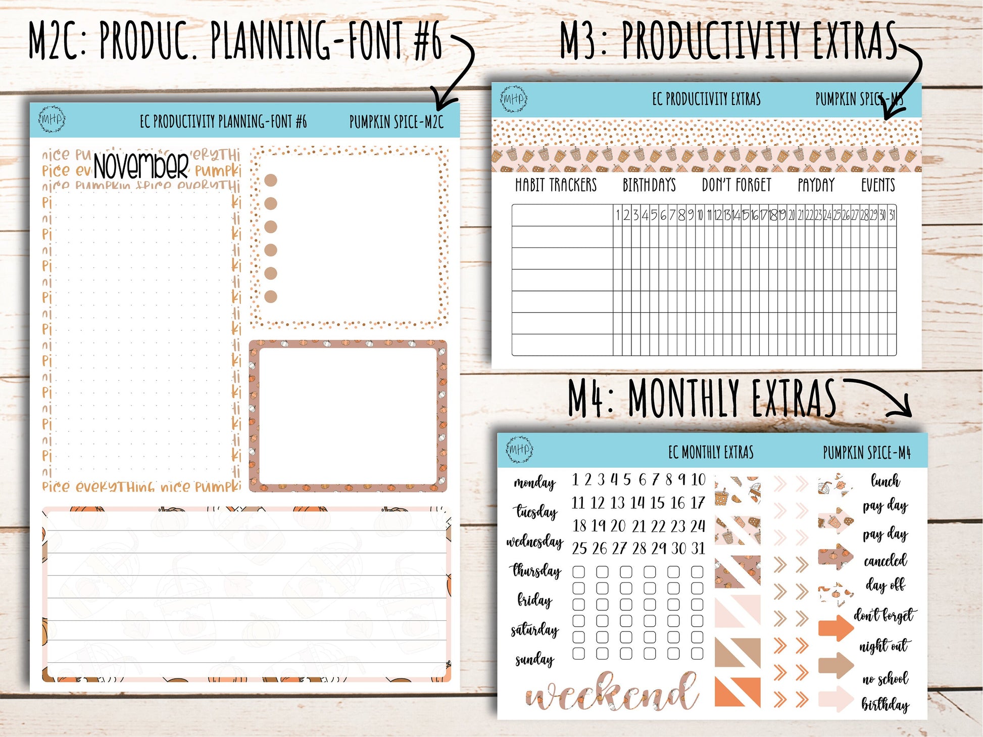 Erin Condren 7x9 Monthly Kit. NOVEMBER "Pumpkin Spice" || PS-M