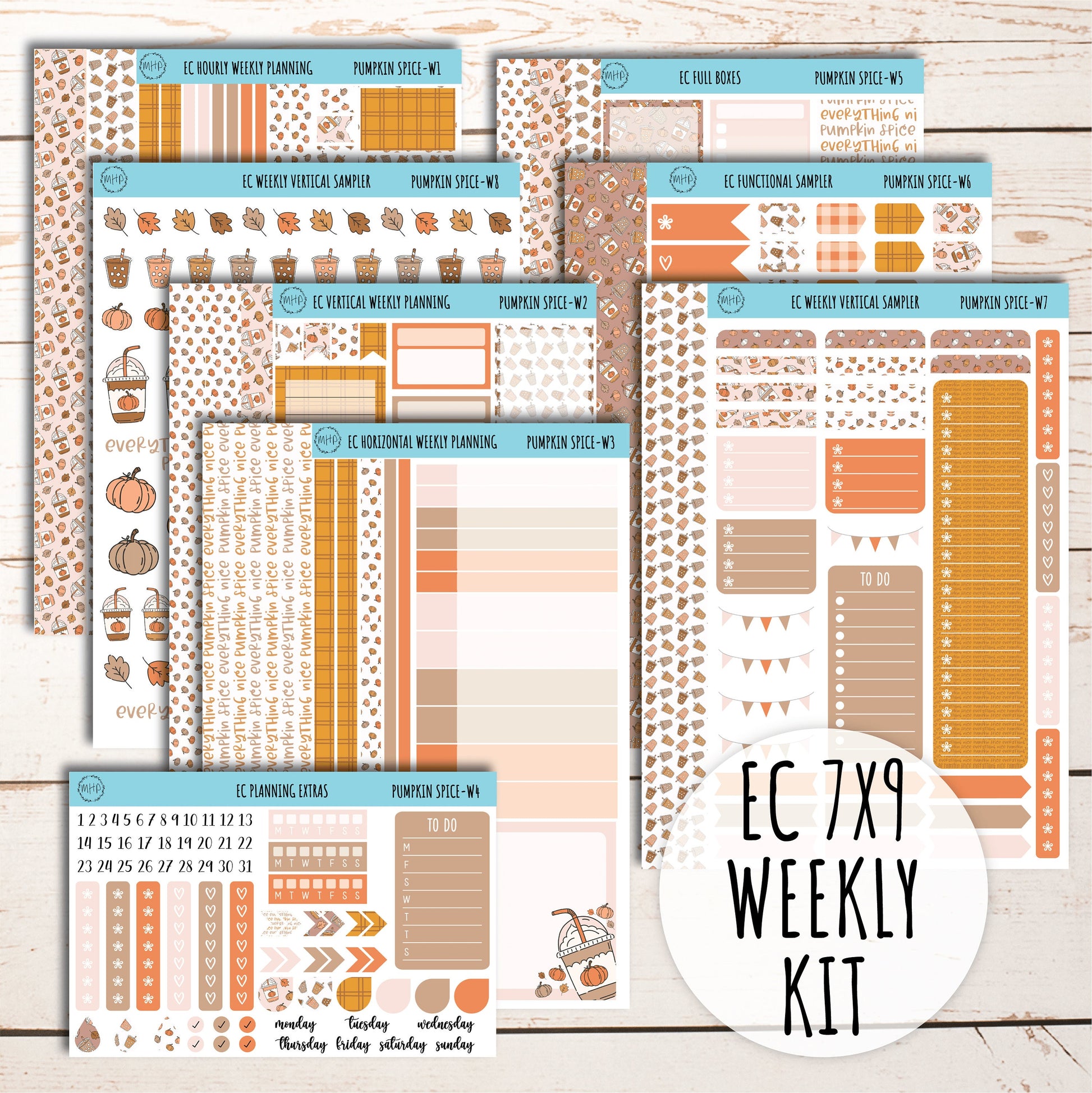 Erin Condren 7x9 Weekly Planning Kit. NOVEMBER "Pumpkin Spice" Planner Stickers || PS-W