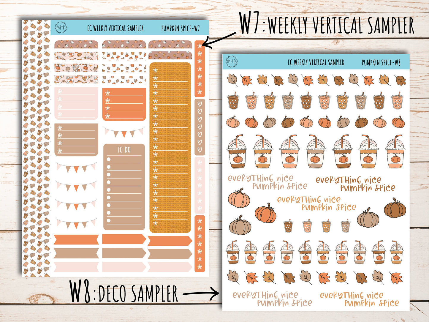 Erin Condren 7x9 Weekly Planning Kit. NOVEMBER "Pumpkin Spice" Planner Stickers || PS-W