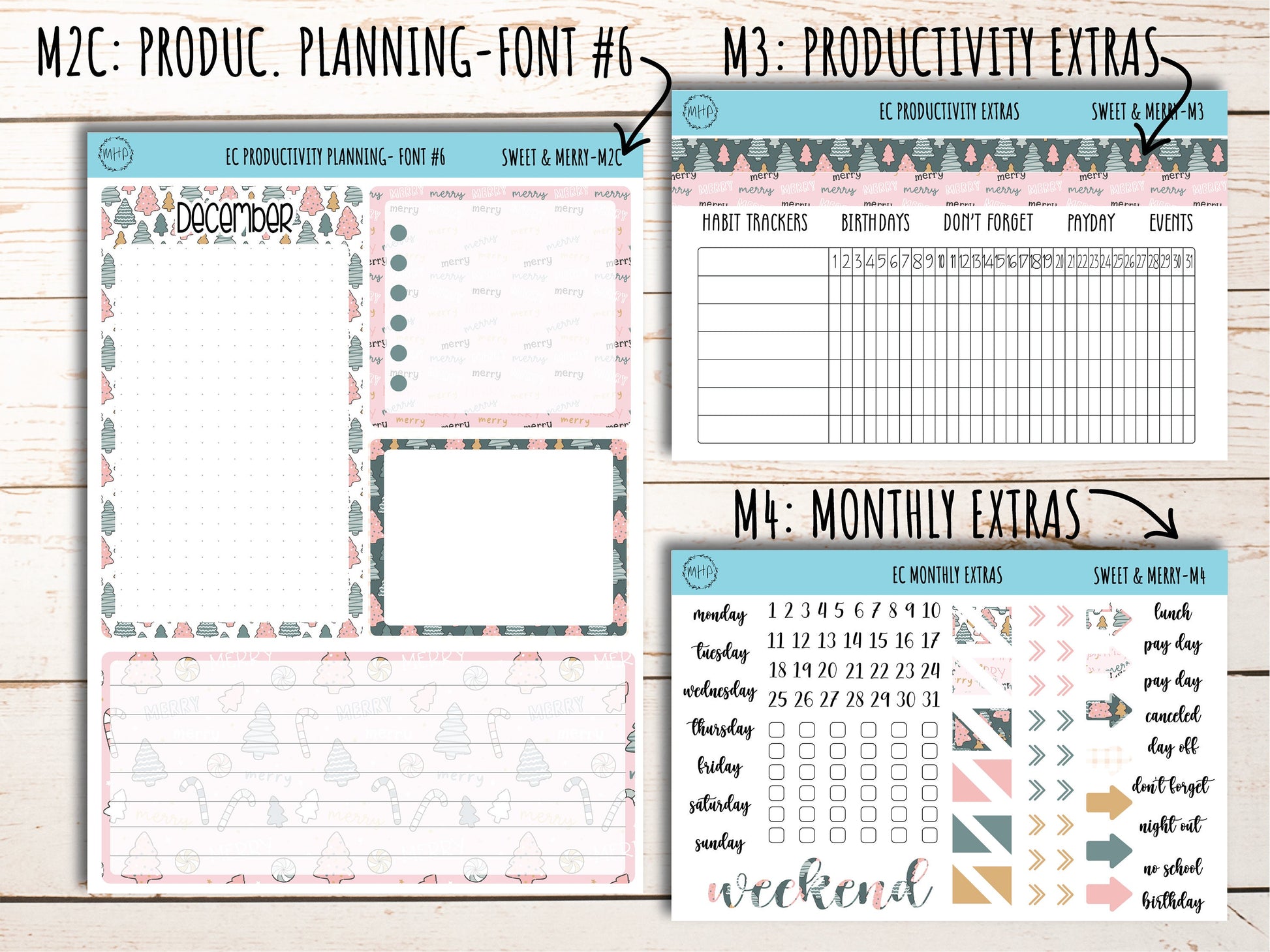 Erin Condren 7x9 Monthly Kit. DECEMBER "Sweet & Merry" || SM-M
