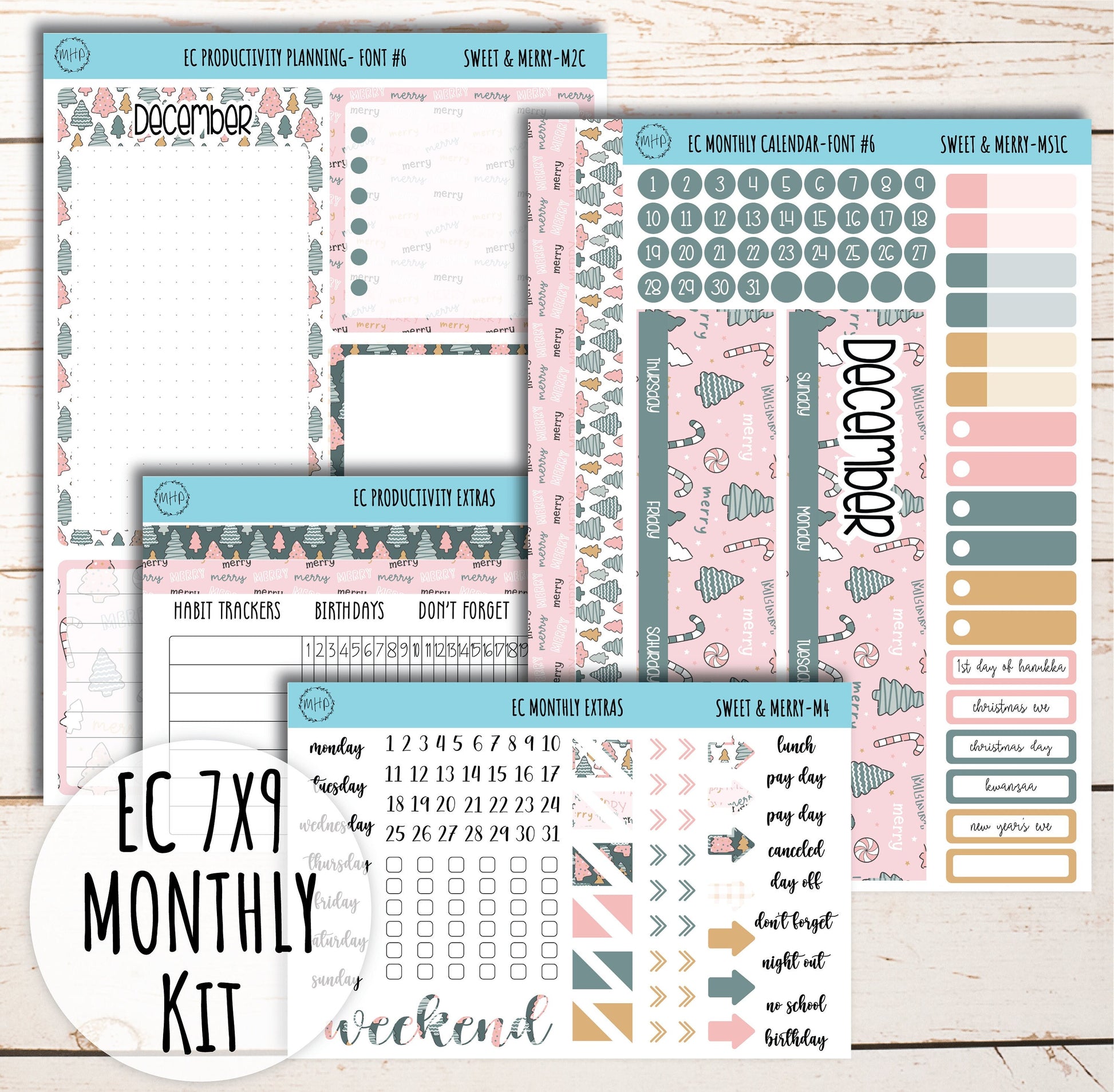 Erin Condren 7x9 Monthly Kit. DECEMBER "Sweet & Merry" || SM-M