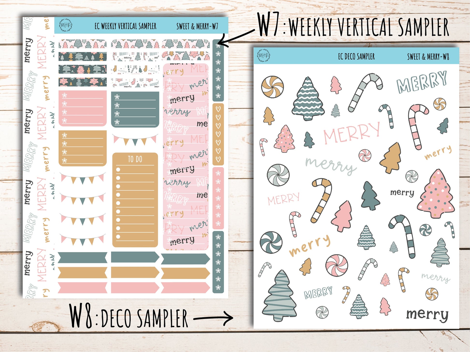 Erin Condren 7x9 Weekly Planning Kit. DECEMBER "Sweet & Merry" Planner Stickers || PS-W