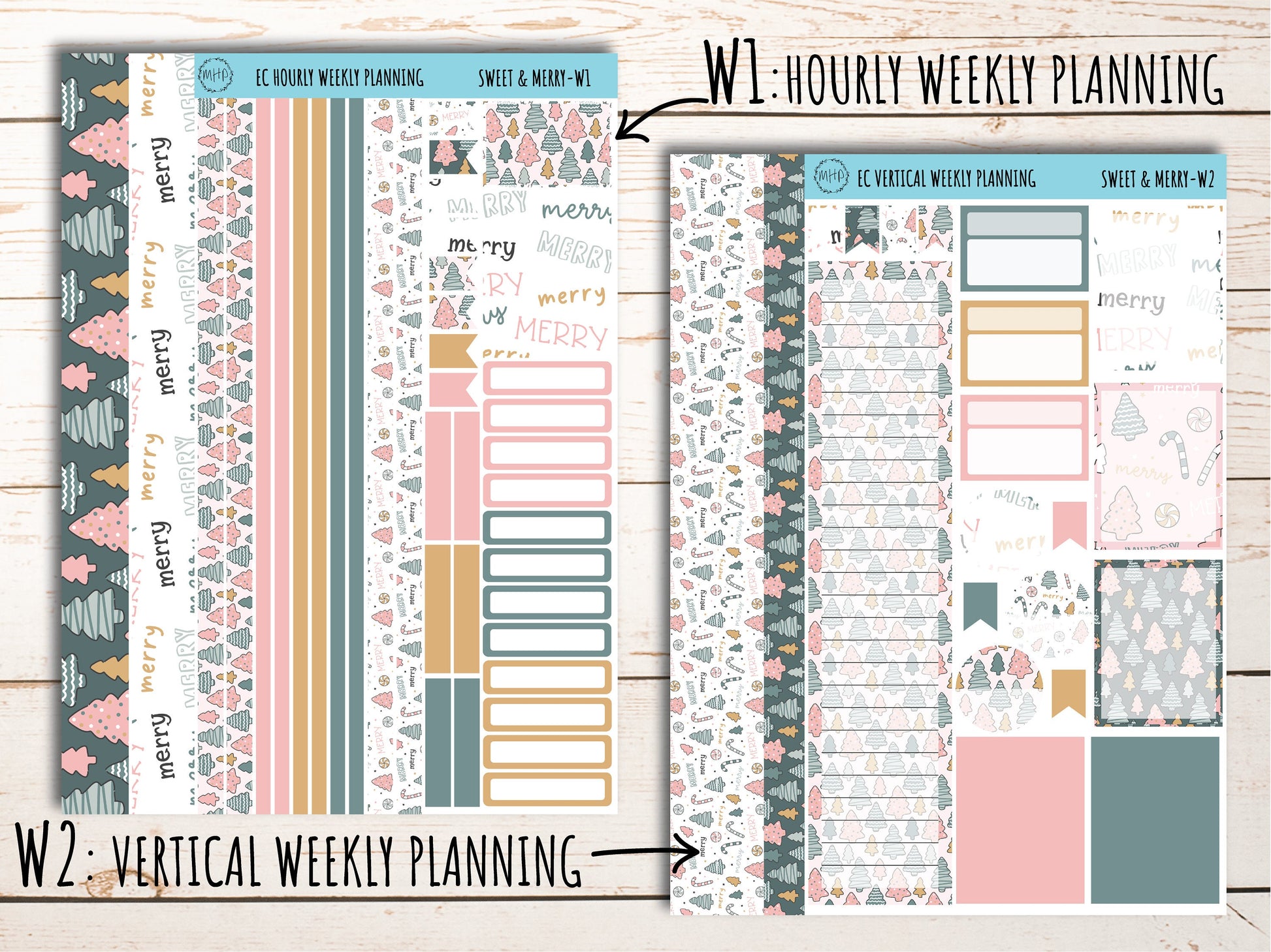 Erin Condren 7x9 Weekly Planning Kit. DECEMBER "Sweet & Merry" Planner Stickers || PS-W