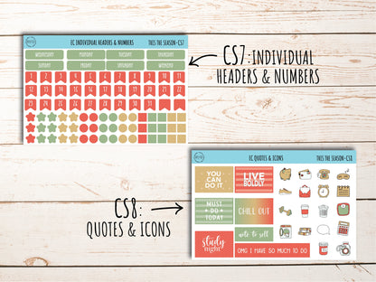 Stickers for 7x9 Erin Condren Planners. DECEMBER "Tis the Season". Add-On Sticker Sheets || TS-CS