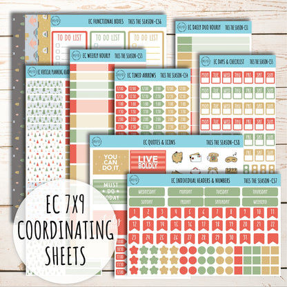 Stickers for 7x9 Erin Condren Planners. DECEMBER "Tis the Season". Add-On Sticker Sheets || TS-CS