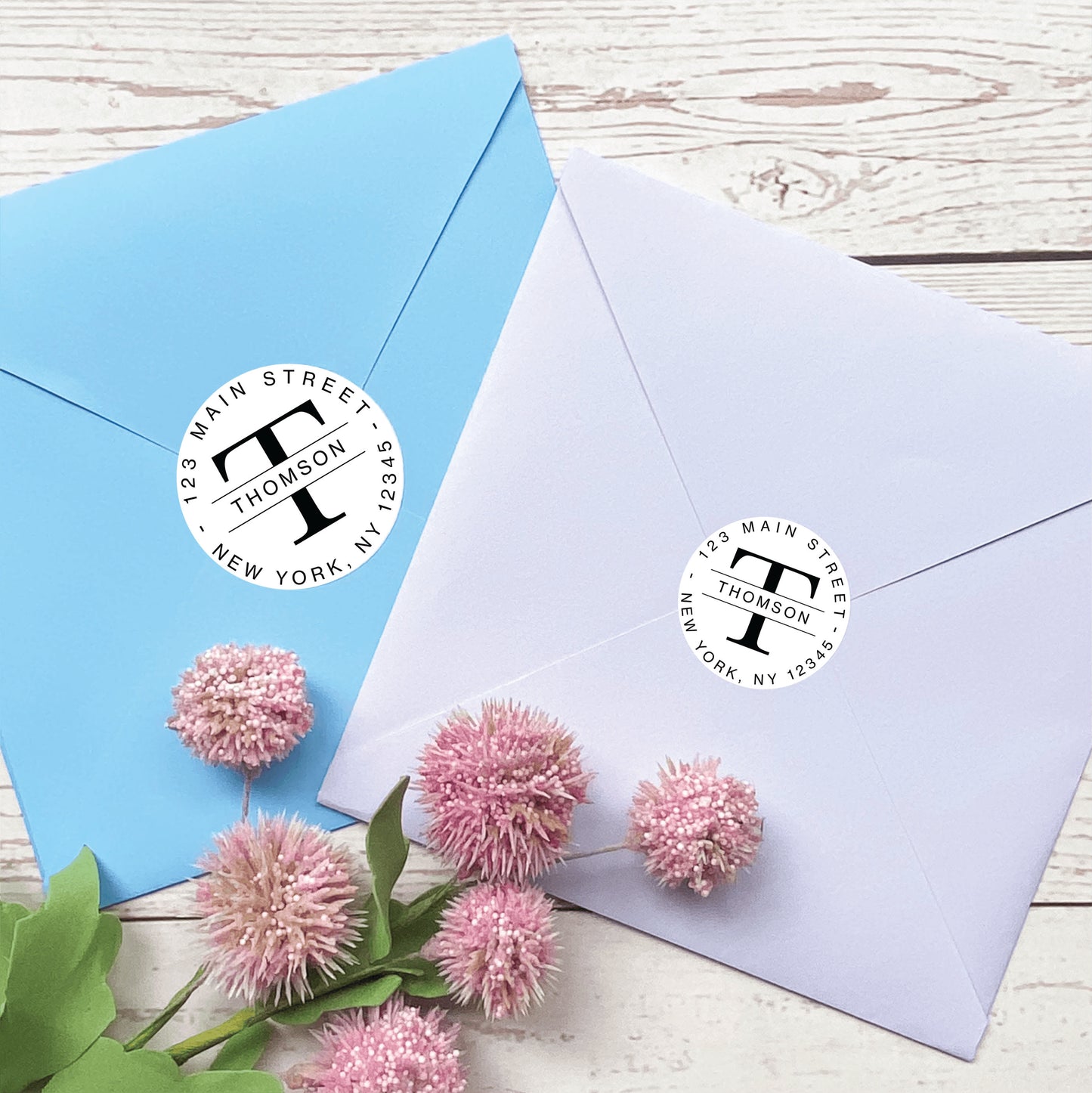 Round Return Address Labels. Personalized Labels. 2" and 1.5" Available. Transparent Address Labels || RD104 - RD204