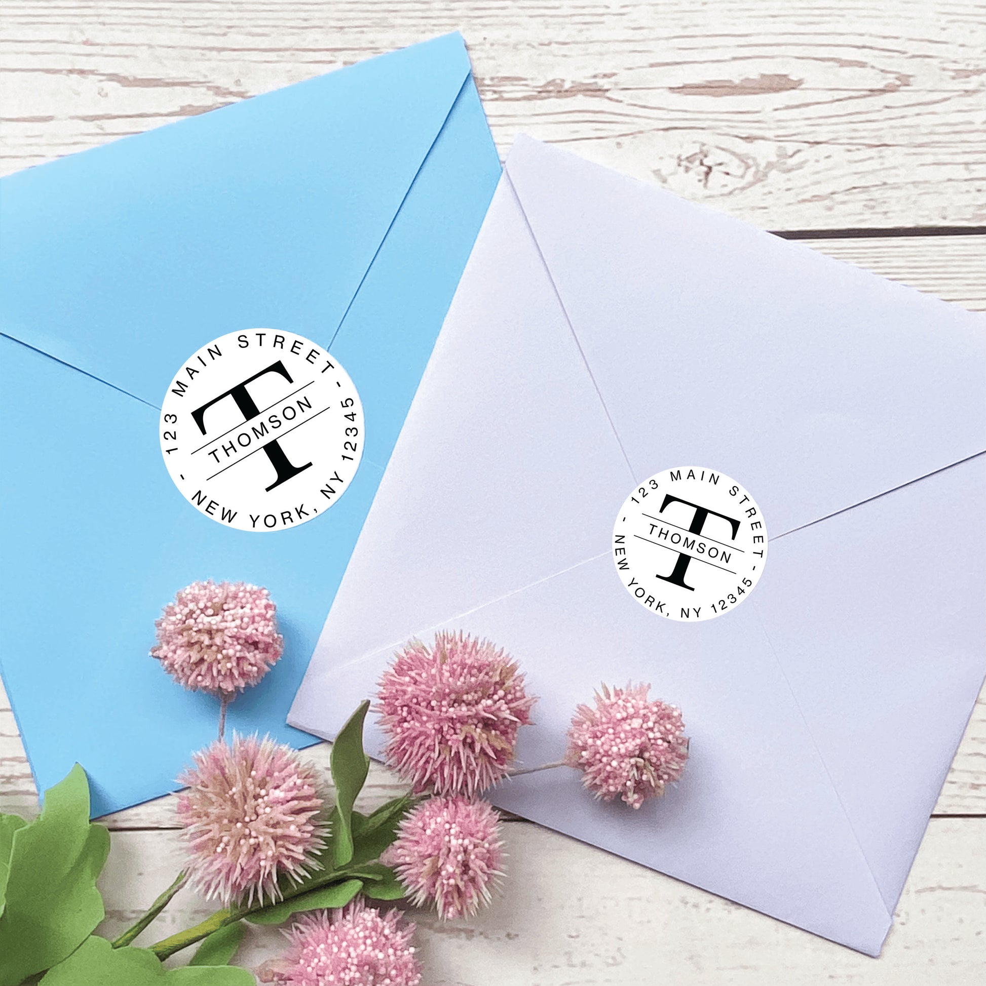 Round Return Address Labels. Personalized Labels. 2" and 1.5" Available. Transparent Address Labels || RD104 - RD204