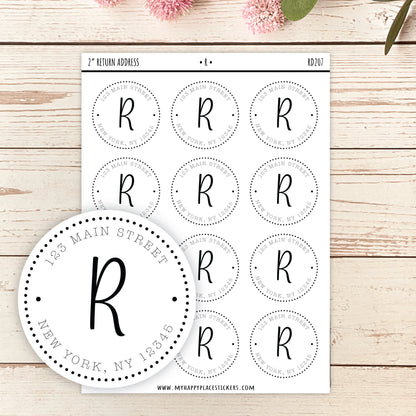 Round Return Address Labels. Personalized Labels. 2" and 1.5" Available. Transparent Address Labels || RD107 - RD207