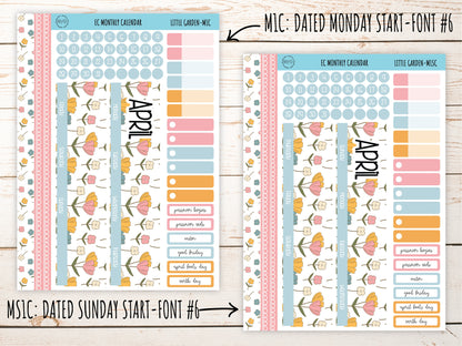 Erin Condren 7x9 Monthly Kit. APRIL "Little Garden" Planner Stickers || LG-M