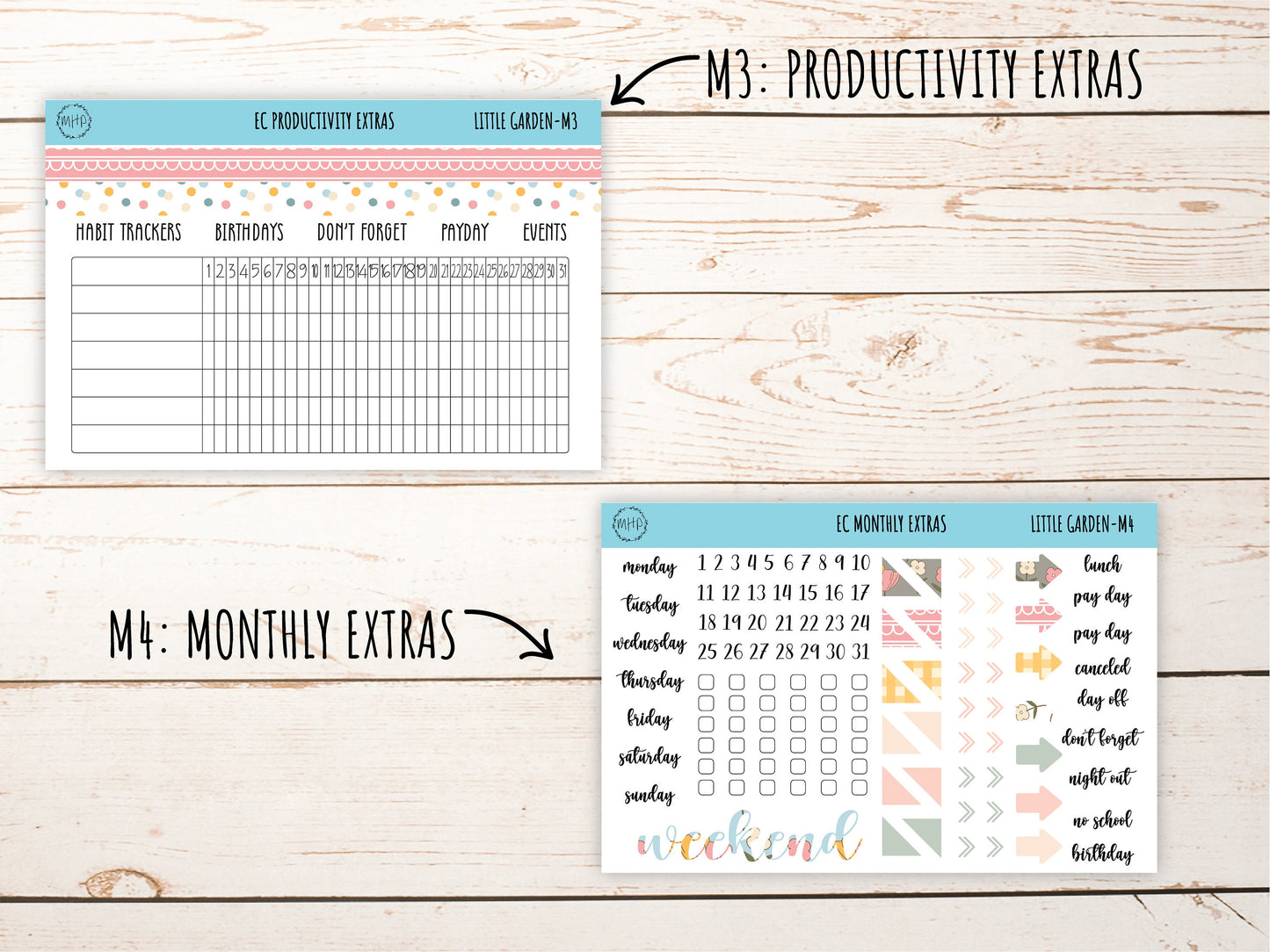Erin Condren 7x9 Monthly Kit. APRIL "Little Garden" Planner Stickers || LG-M