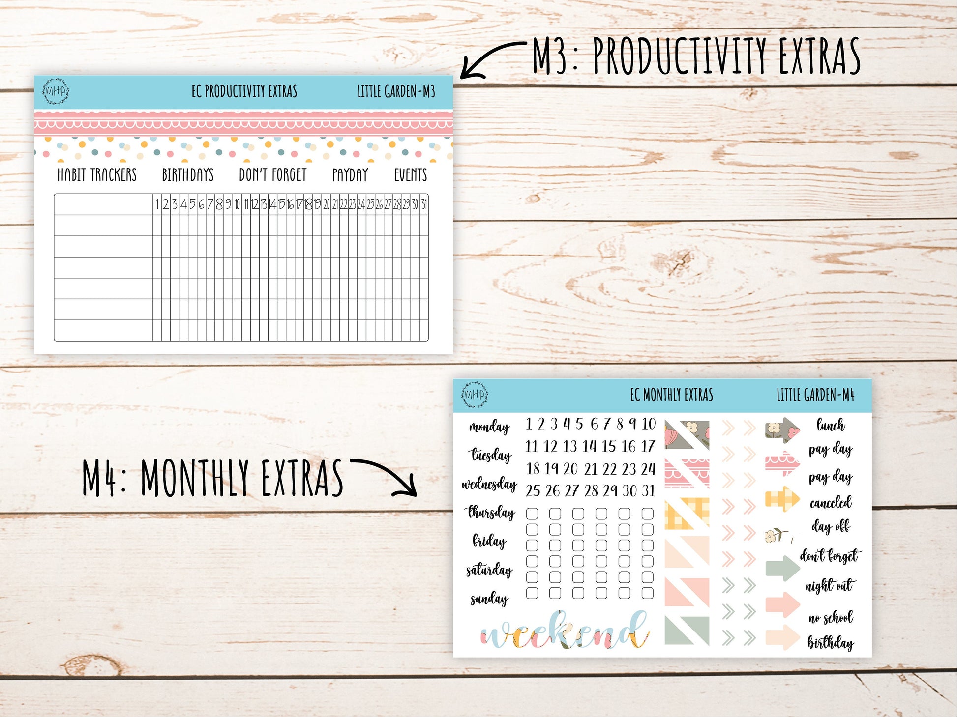 Erin Condren 7x9 Monthly Kit. APRIL "Little Garden" Planner Stickers || LG-M