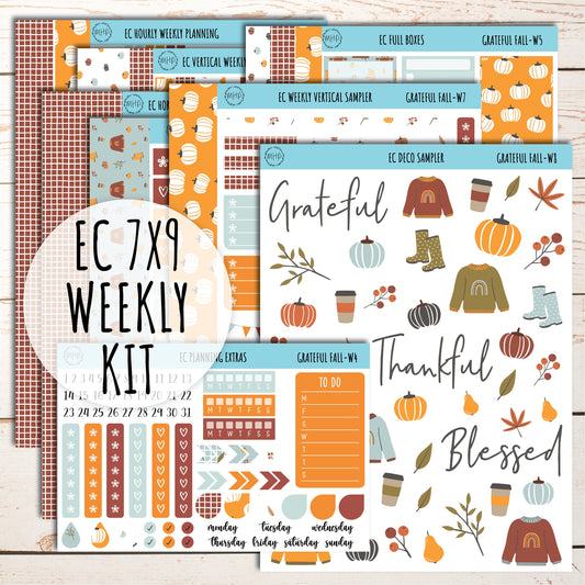 Erin Condren 7x9 Weekly Planning Kit. NOVEMBER "Grateful Fall" Planner Stickers || GF-W