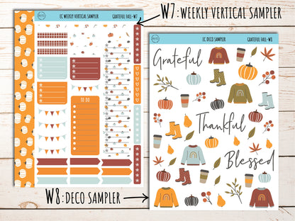 Erin Condren 7x9 Weekly Planning Kit. NOVEMBER "Grateful Fall" Planner Stickers || GF-W