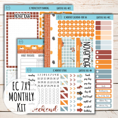 Erin Condren 7x9 Monthly Kit. NOVEMBER "Grateful Fall" || GF-M